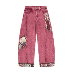 Fashionable Casual Straight-leg Women's Bootcut Jeans - Pink - View 1
