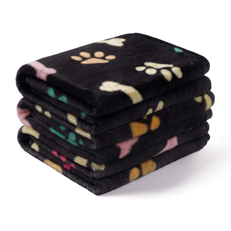 Pet Blanket Dog Cat Pad Warm Blanket Confetti Bone Dog's Paw Blanket Black - Shop at LoveMi
