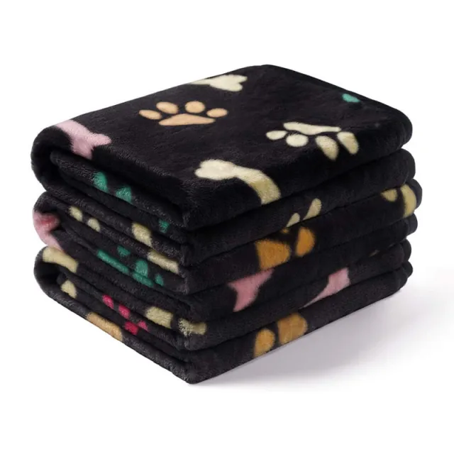 Pet Blanket Dog Cat Pad Warm Blanket Confetti Bone Dog's Paw Blanket Black - Shop at LoveMi