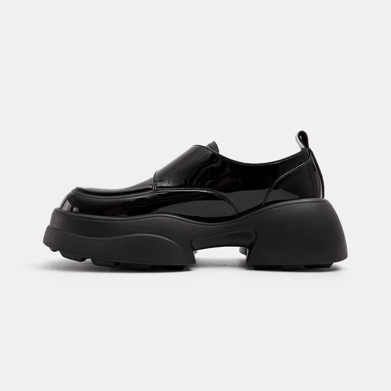Women's Soft Leather British Style Loafers College Style Shoes Pumps - Black