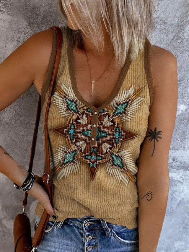 Summer Cool V neck Digital Printing Women's Vest Q3Wbxbk78030805 - Shop at LoveMi