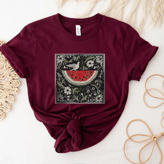 Women's Vintage Watermelon Short Sleeve Shirt Winered - Shop at LoveMi