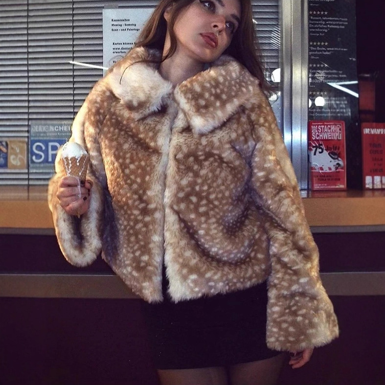 Women's Leopard-print Faux Fur Coat