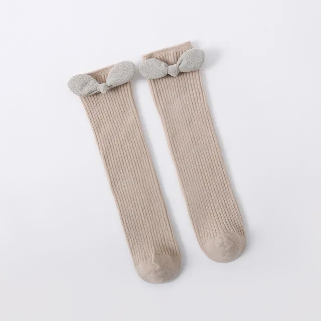 Girls Casual Fashion Long Tube Solid Color Socks Khaki - Shop at LoveMi