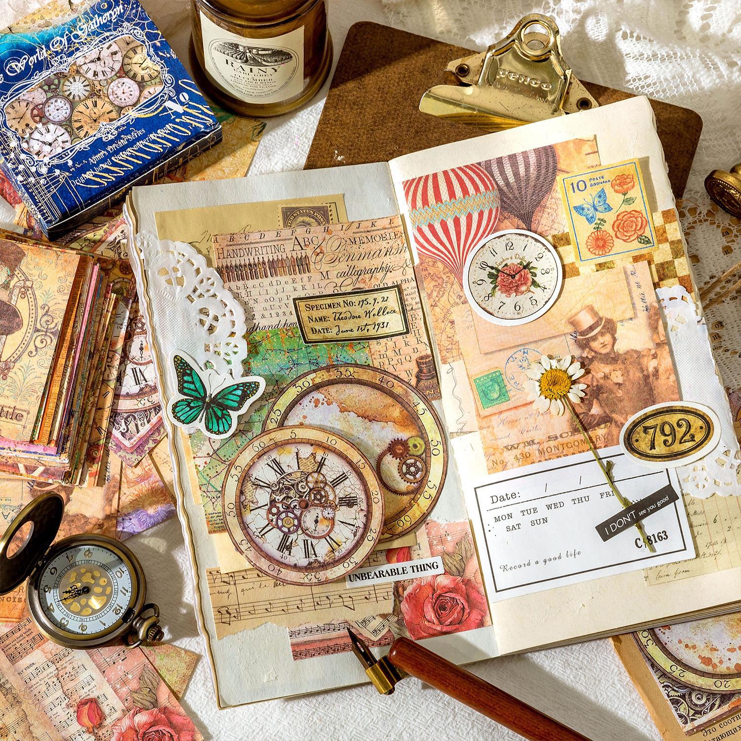100 Pcs Vintage Pattern DIY Scrapbooking Decorative Paper - Image 9