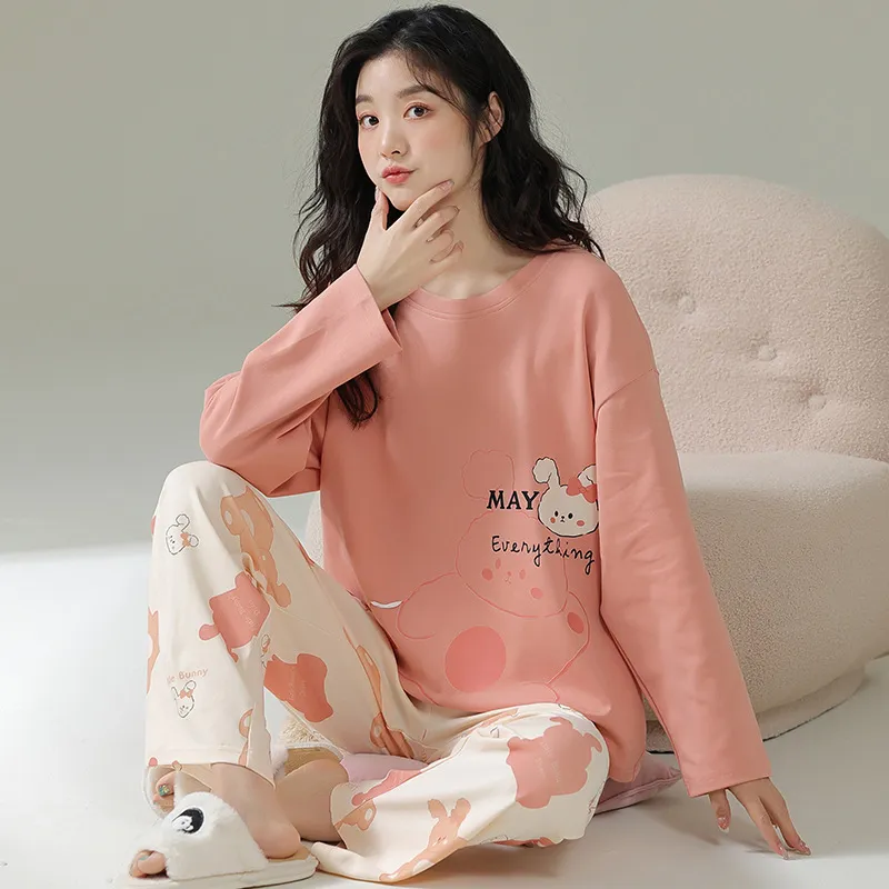 Spring And Autumn Cotton Long Sleeve Cute Cartoon Casual Homewear - Wam23596-M