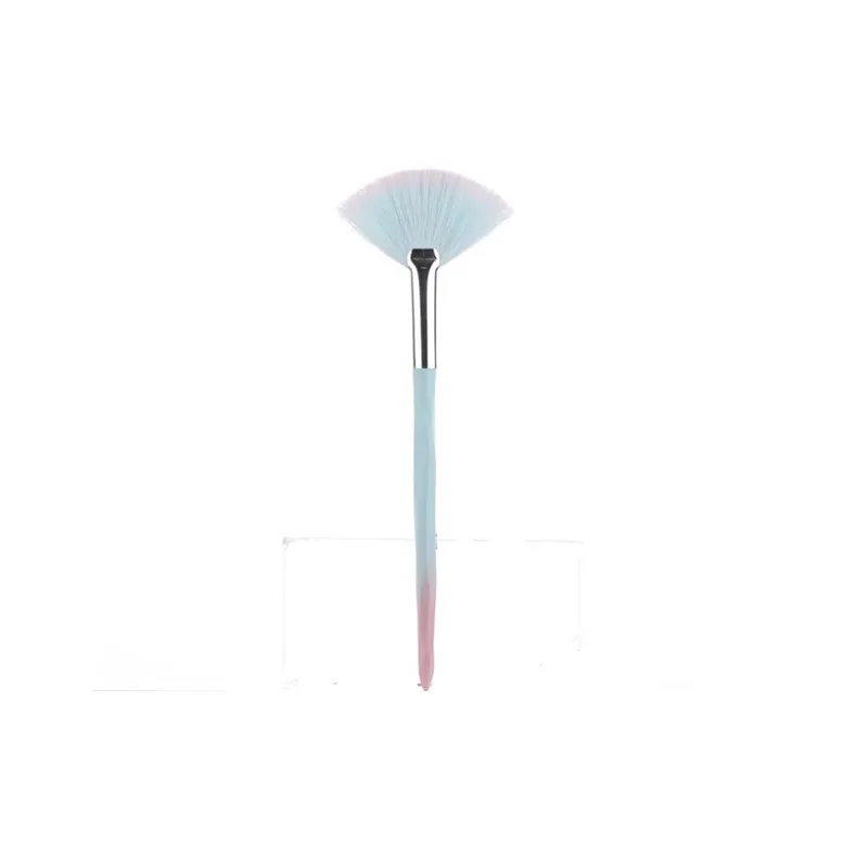Foundation Nose Shadow Wool Blush Makeup Brush Full Set - Single Pink And Blue Small Fan