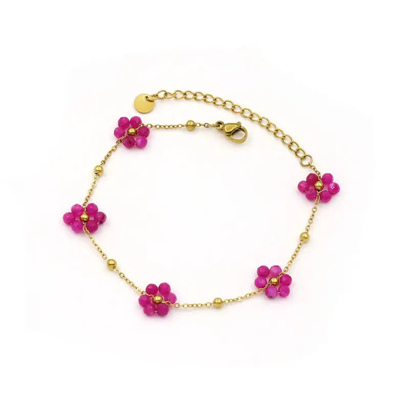 Stainless Steel Natural Stone Bead Gemstone Bracelet For Women