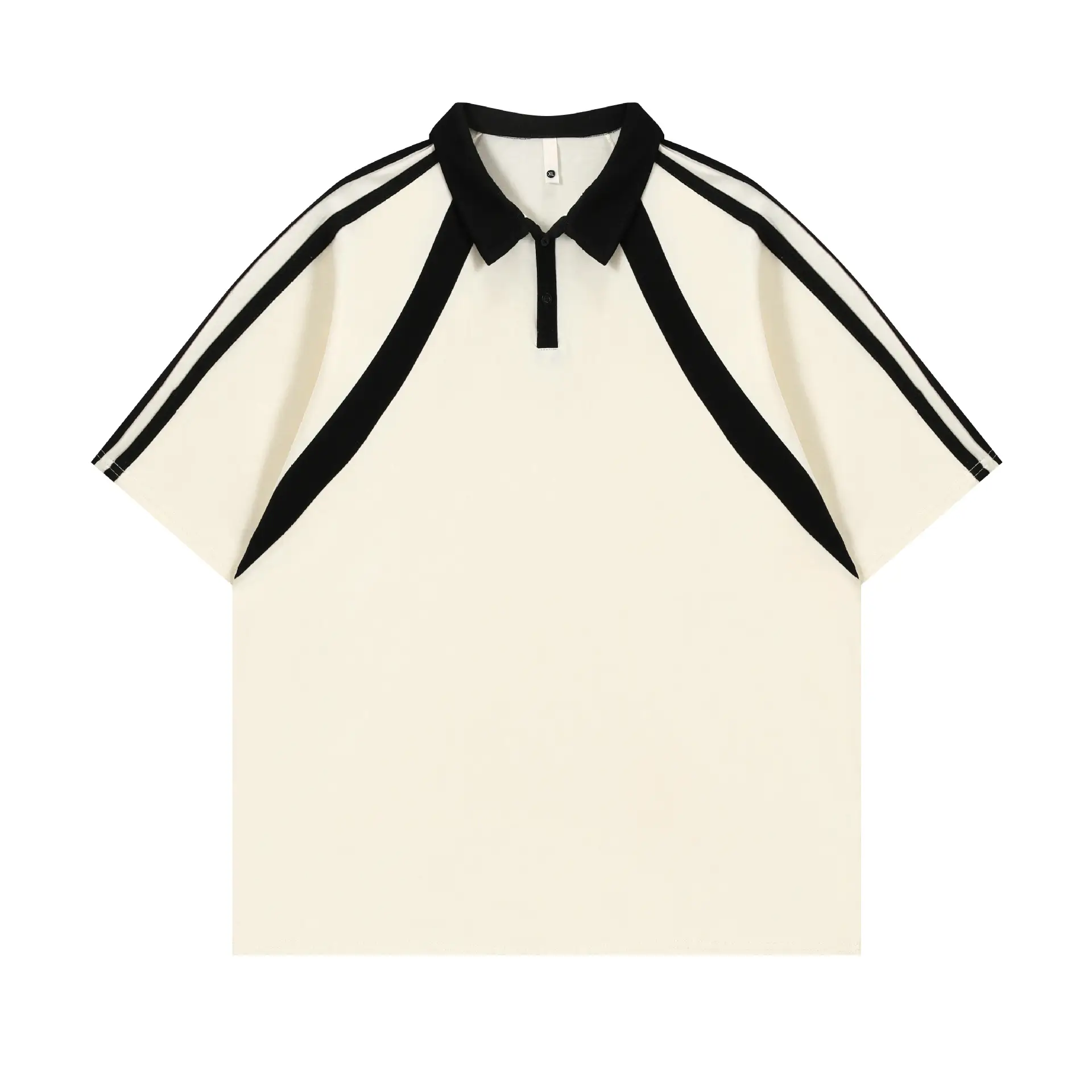 Contrast Color Short-sleeved Cotton Polo Shirt Lapel