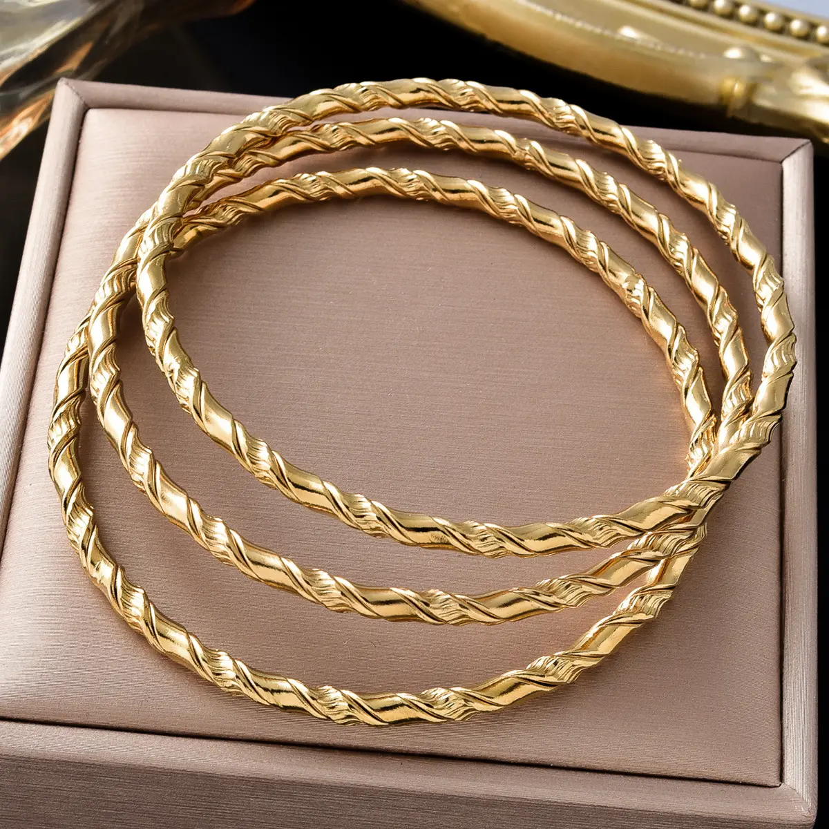Twisted-strand Polished Stainless Steel Bracelet