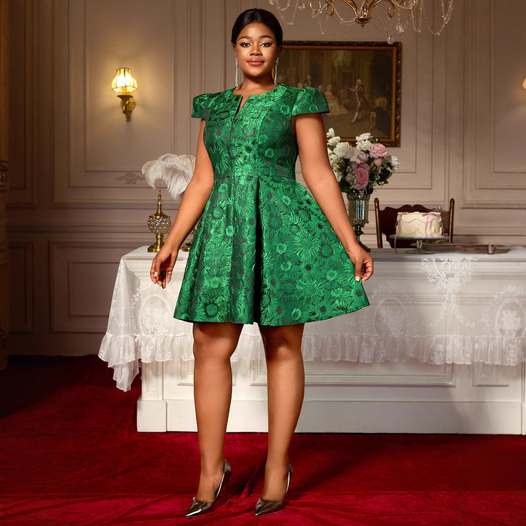 Party Commuter Comfortable A Swing Slimming Jacquard Dress