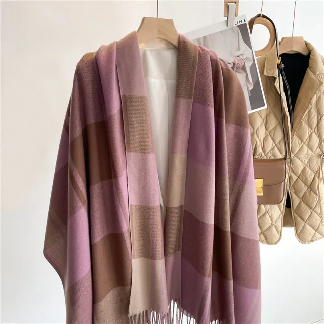 Korean Style Plaid Scarf Women's Autumn And Winter Warm Shawl Men's Scarf Tassel Wild Couple Scarf Wt60 9 - Shop at LoveMi