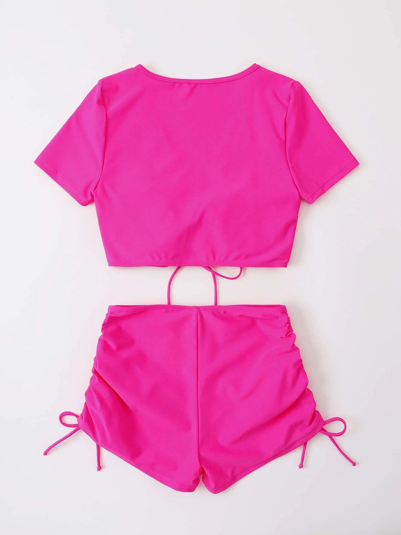 Lady Lace-up Bow Swimsuit Suit - Image 14