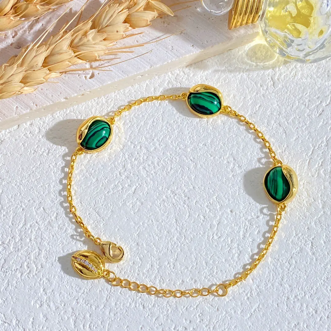 Oval Emerald And Malachite Bracelet