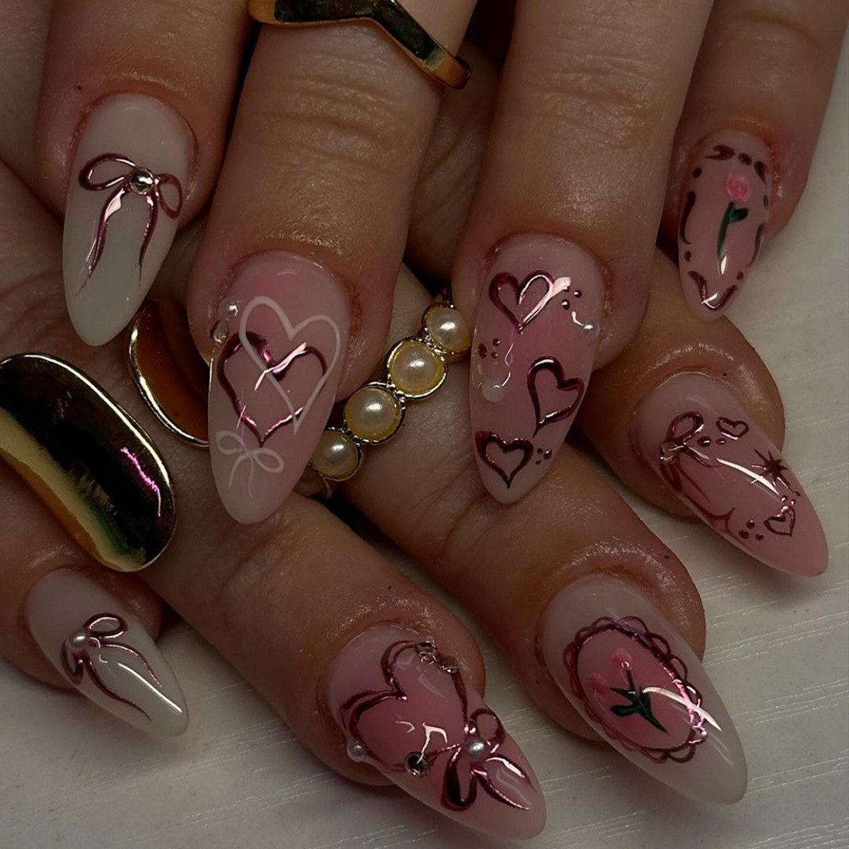 Womens Handcrafted Casual Flower Nail Art