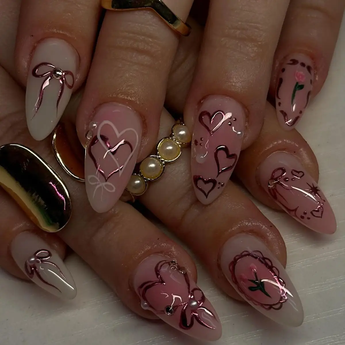 Womens Handcrafted Casual Flower Nail Art