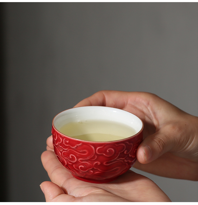 Title 4, Embossed Xiangyun Tea Cup Ceramic Kung Fu Tea M...