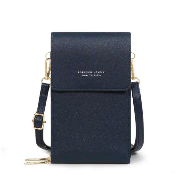 Women's Fashionable Crossbody PU Leather Touch Screen Mobile Wallet Blue - Shop at LoveMi
