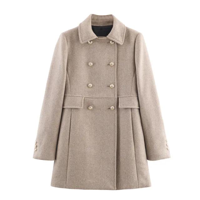 Autumn And Winter Double Breasted Mid Length Coat Jacket Khaki - Shop at LoveMi