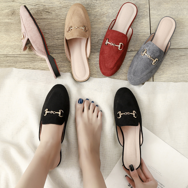 Outerwear Closed-toe Low-heeled Half-slipper