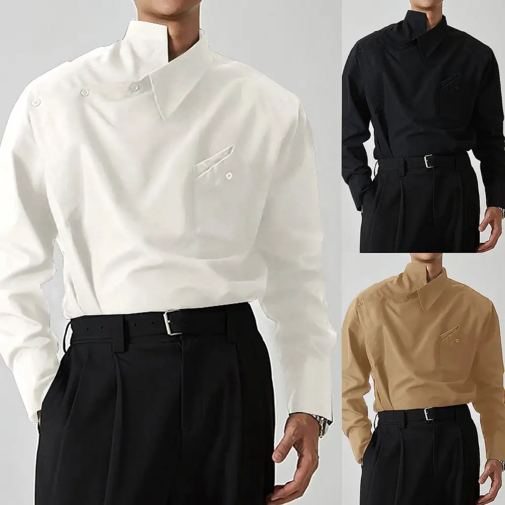 Irregular Lapel Shirt French Men's Clothing