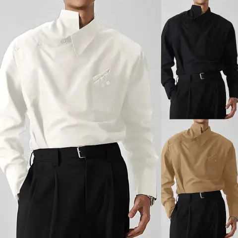 Irregular Lapel Shirt French Men's Clothing