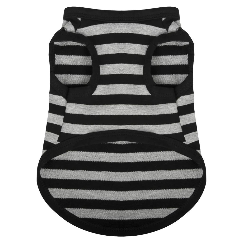 Summer Thin Cotton Striped Vest Dog Clothes - Gray Cotton Stripes