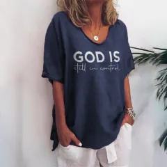 Women's Face Print Short Sleeve V-neck - Nt07 Vt02-4Xl - View 1