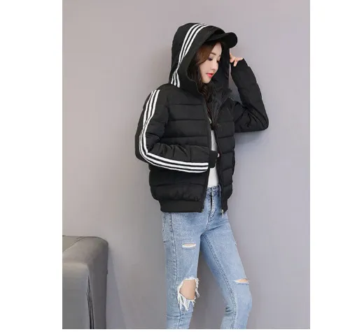 Women's Clothing Short Cotton Jacket New Winter Clothes Student Clothing Slim fit Hood Fashionable Cotton Coat Black - Shop at LoveMi