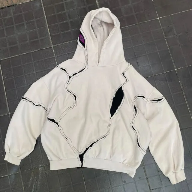 Women's Loose Fashion Dark Line Hooded Sweater White - Shop at LoveMi