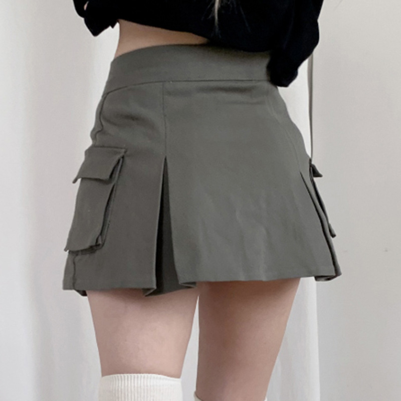 Title 9, Punk Fashion Low Rise Pleated Workwear Skirt fo...