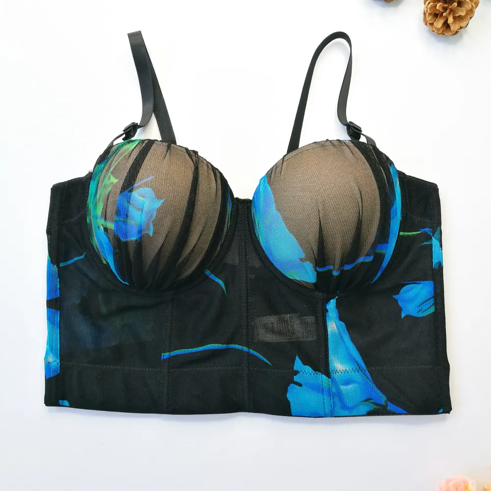 Rose Flower Sexy Camisole - Blue