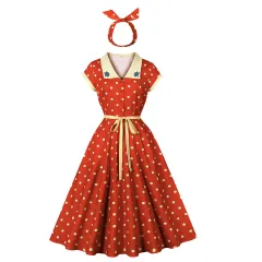 Style Nostalgic Retro Girly Polka Dot Temperament Dress - Retro Red - View 1