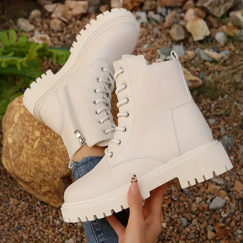 Versatile Motorcycle-style Ankle Boots With A Thick Sole