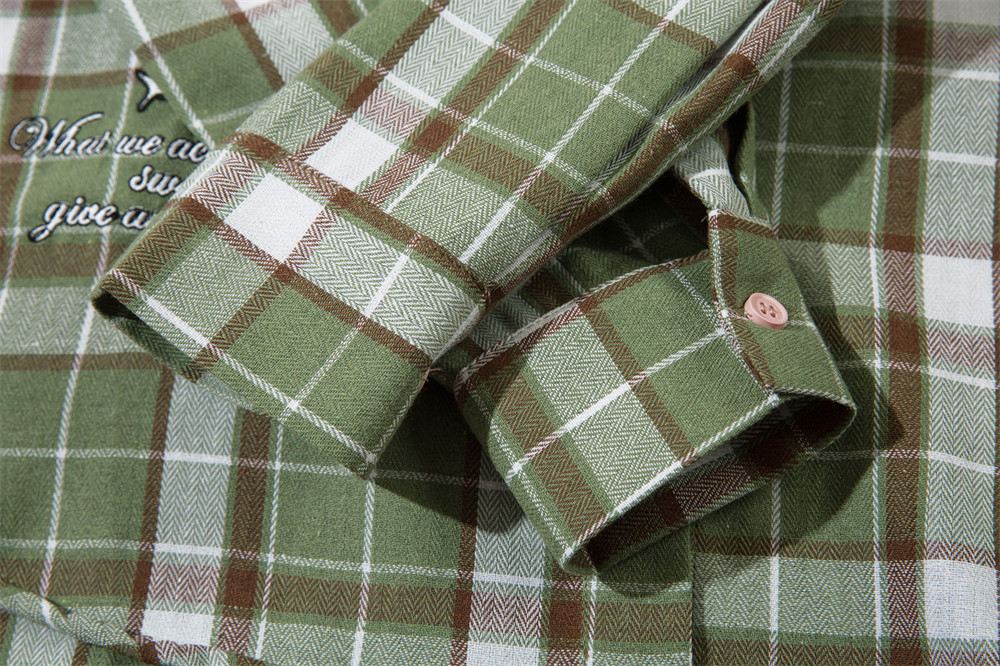 Spring And Autumn Loose Long Sleeve Plaid Shirt Men's And Women's Embroidered Letters