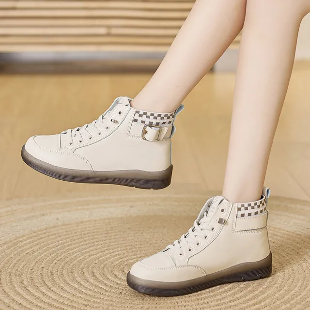 Casual Soft Bottom Wild Flat Shoes Beige - Shop at LoveMi