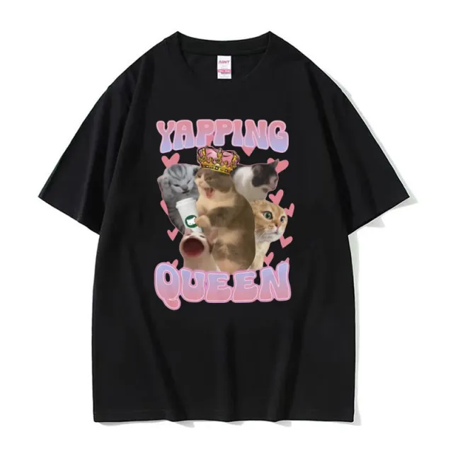 Funny Printed T shirt Men And Women Fashion Round Neck Loose Short Sleeves S2060Black - Shop at LoveMi