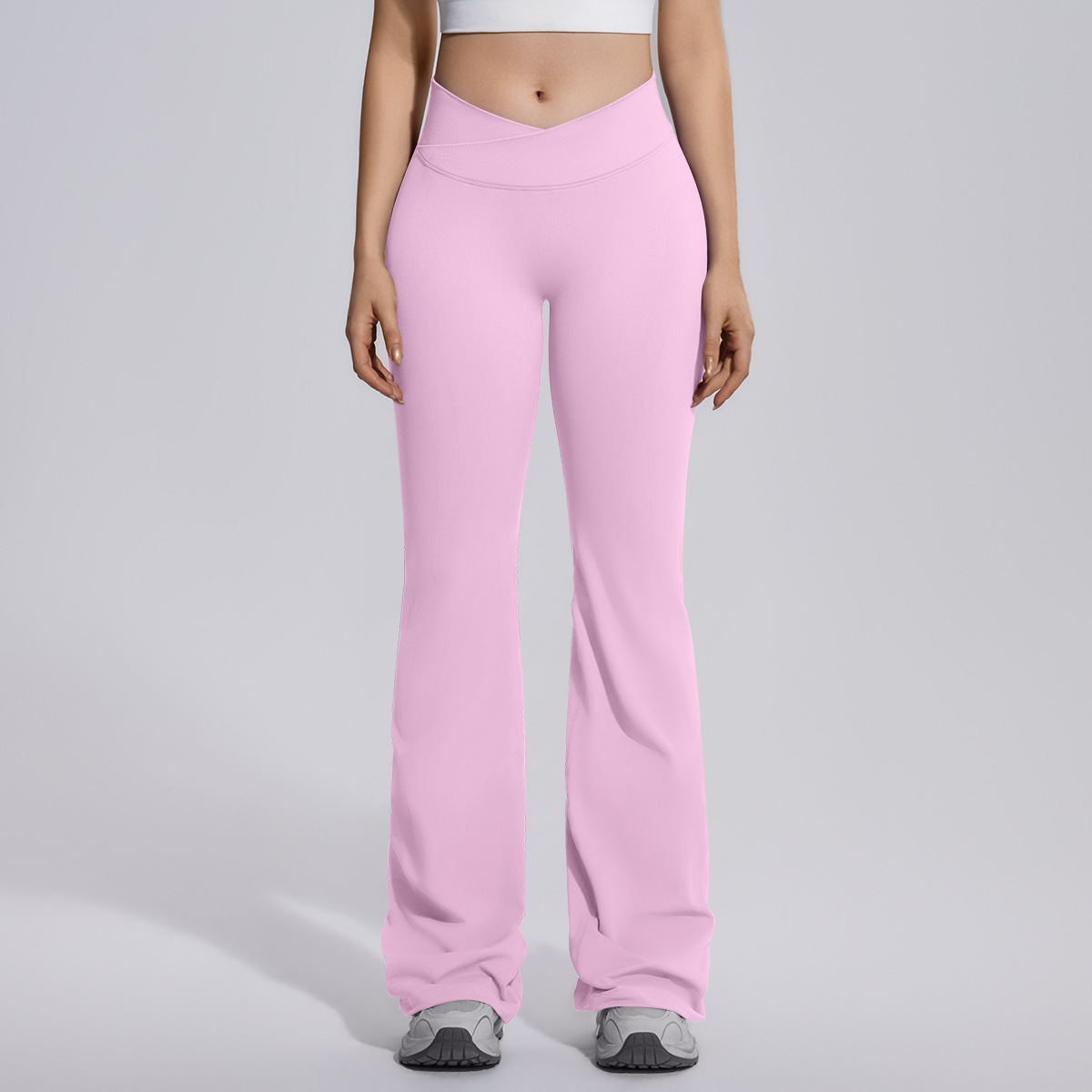 Flared Wide-leg Crossover Waist-hugging Tummy-control High-elastic Bell-bottom Pants