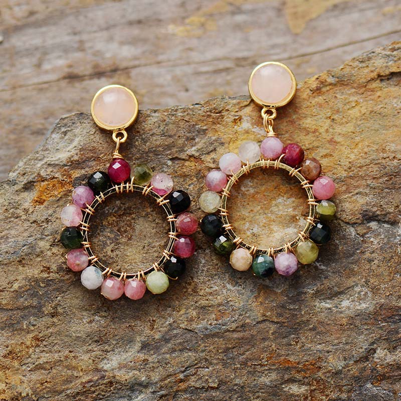 Tourmaline Crystal Purely Handmade Earrings