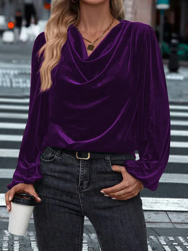Women's Pile Collar Long Sleeve Top Purple - Shop at LoveMi