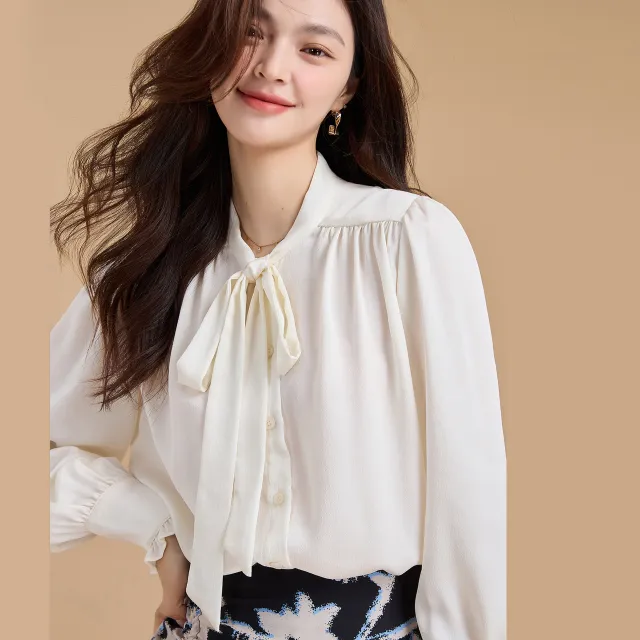 New Temperament Commute Professional White Shirt Women Beige - Shop at LoveMi