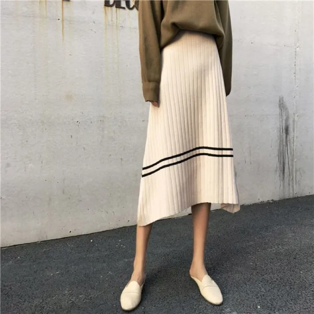 Wool Not Split Straight Knitted Dress Apricot - Shop at LoveMi
