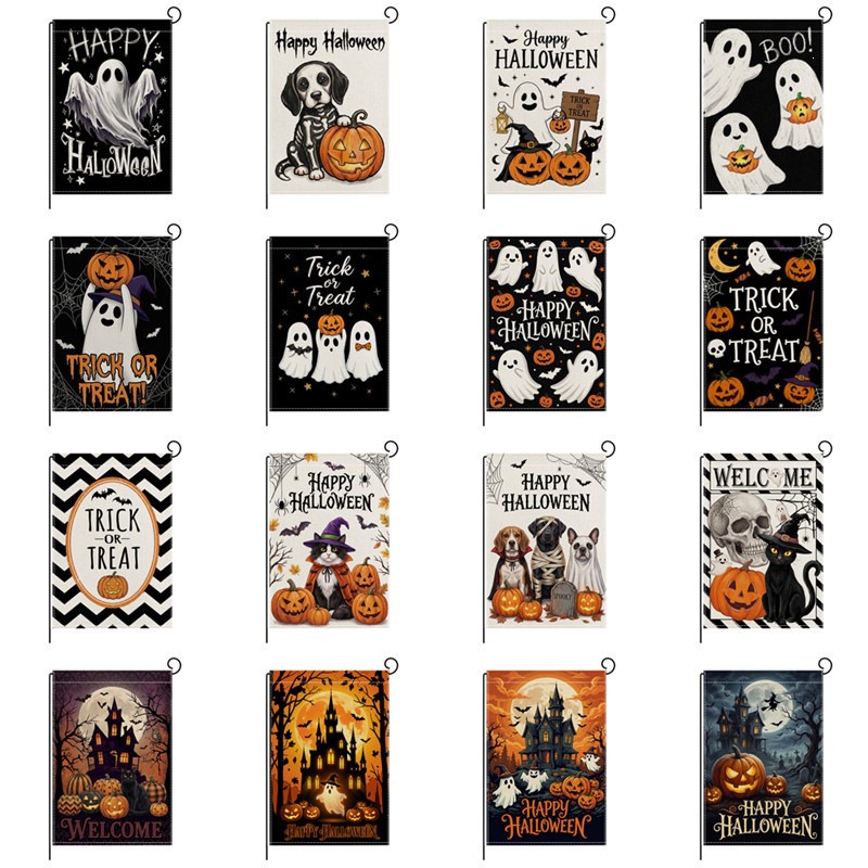 Best-selling Halloween Day Of The Dead Skull And Pumpkin Garden Flag