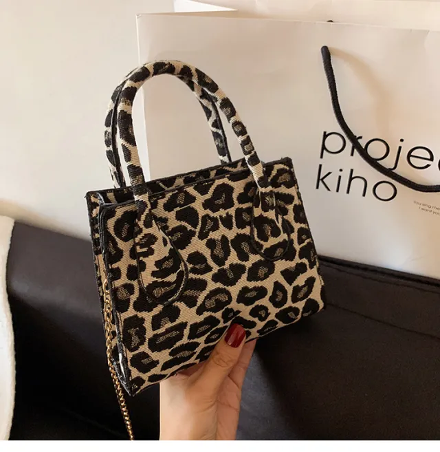 Handbags Houndstooth Chain Trendy One shoulder Messenger Bag Leopard - Shop at LoveMi