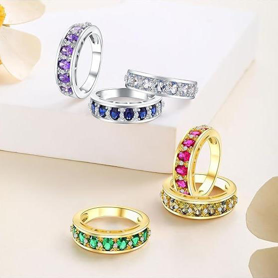 New Stylish Colorful Diamond Ring Trendy In The European And American Instagram Style