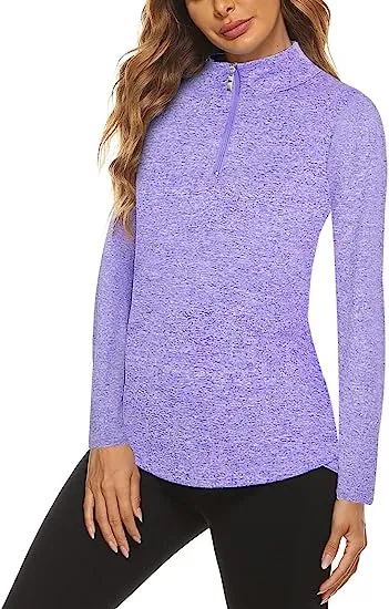 Women's Long Sleeve Breathable V neck Top Violet - Shop at LoveMi