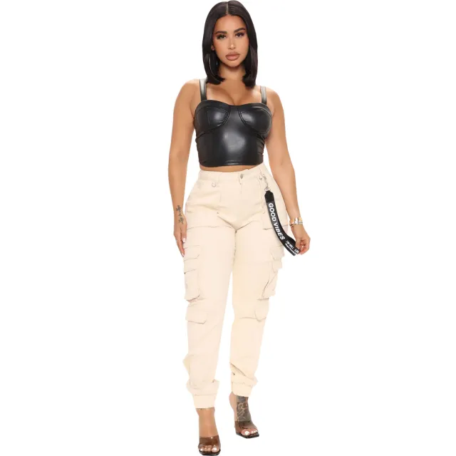 Slim Fit Camouflage Comfortable Leisure Tappered Stretch Overalls Apricot - Shop at LoveMi