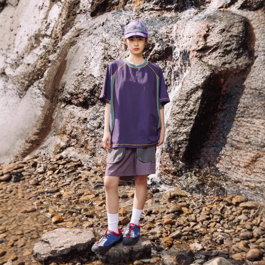 Lightweight Quick-drying Color Matching Sports Loose Short Sleeve