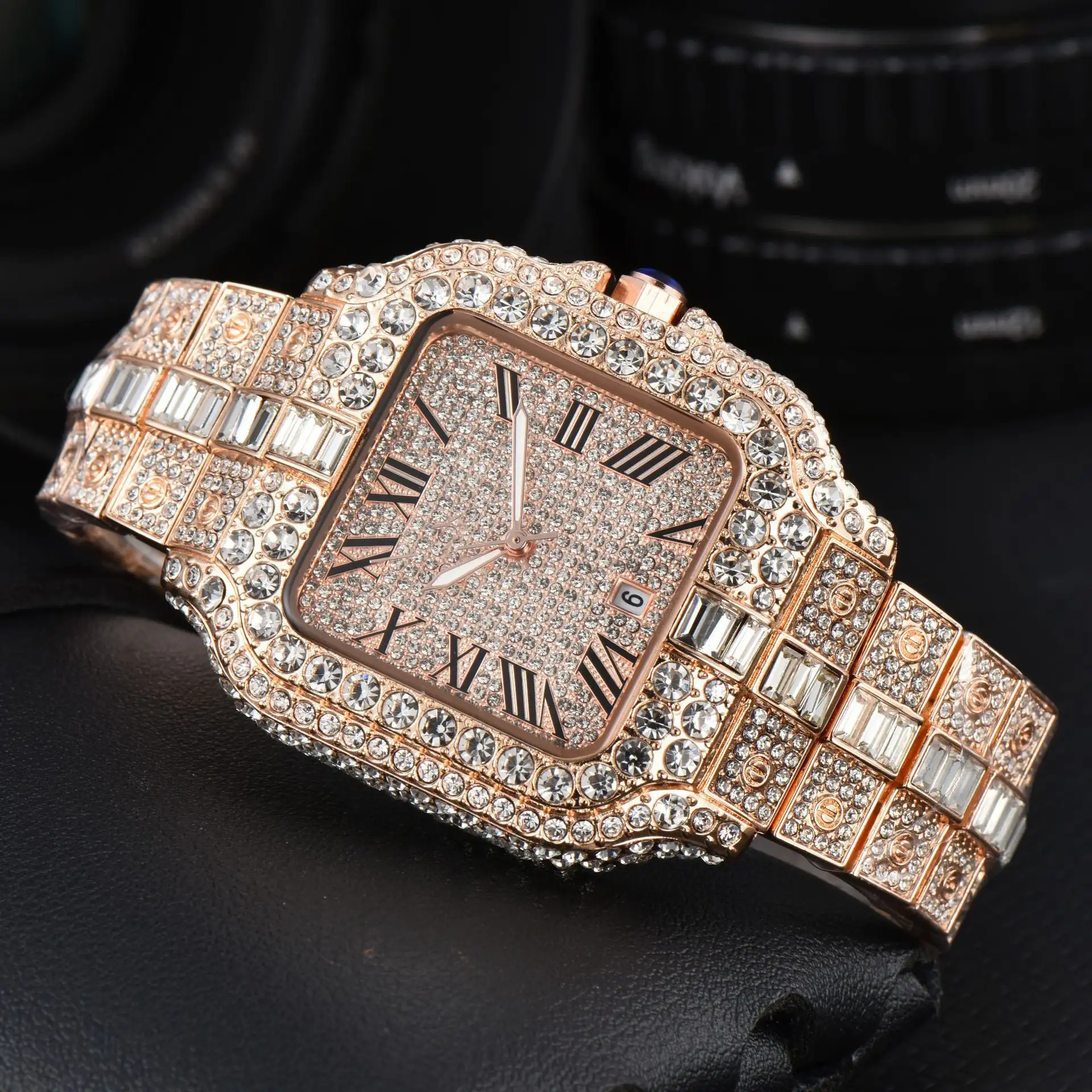 Men's Square Fashion Trend Full Diamond Watch