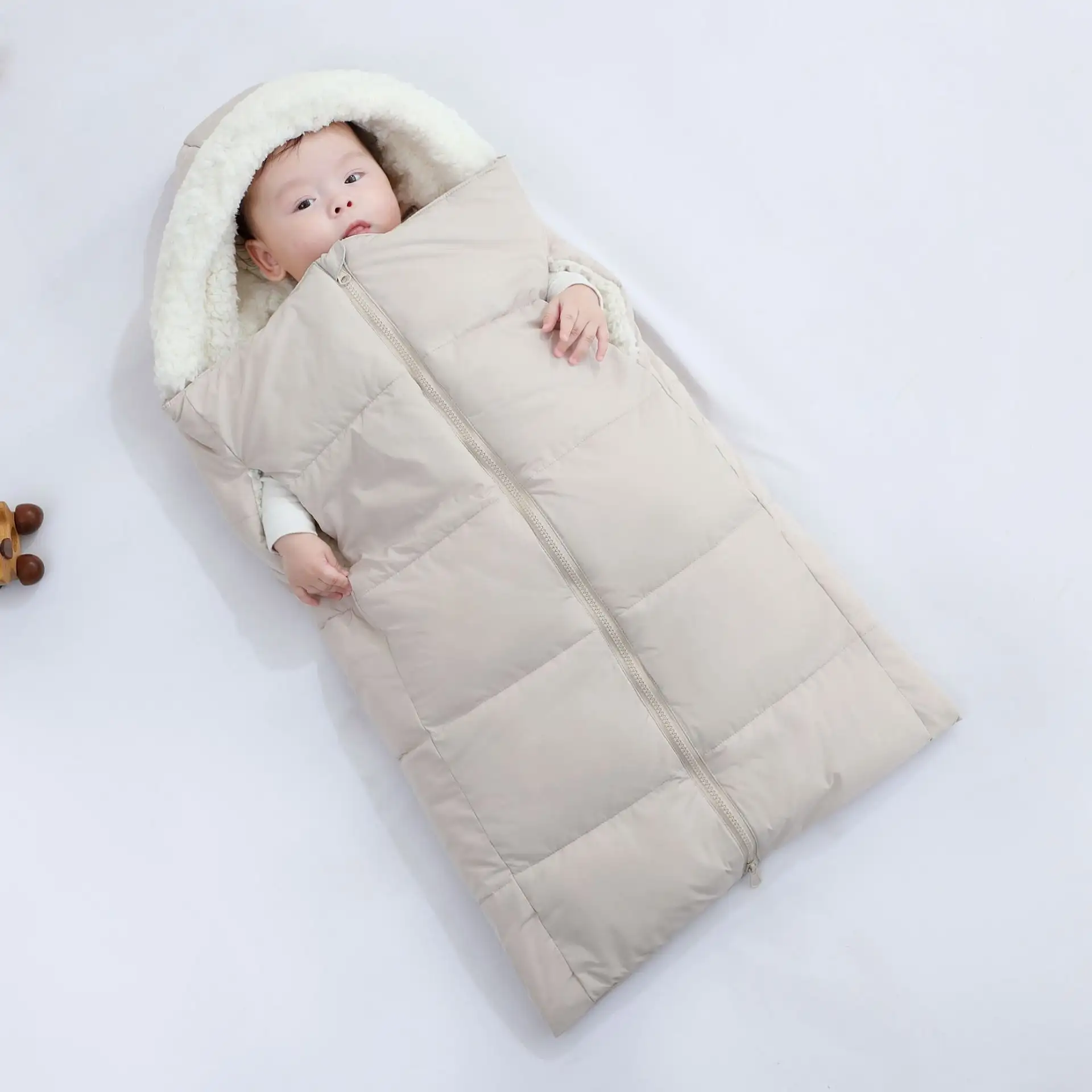 Autumn And Winter Warm Thickened Hooded Newborn Swaddle
